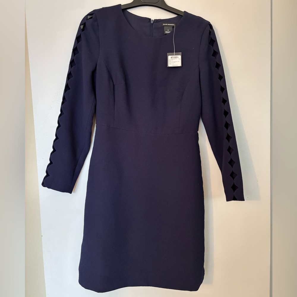 Long Sleeve Club Monaco Navy Dress with Cutout Detailing in Arms
